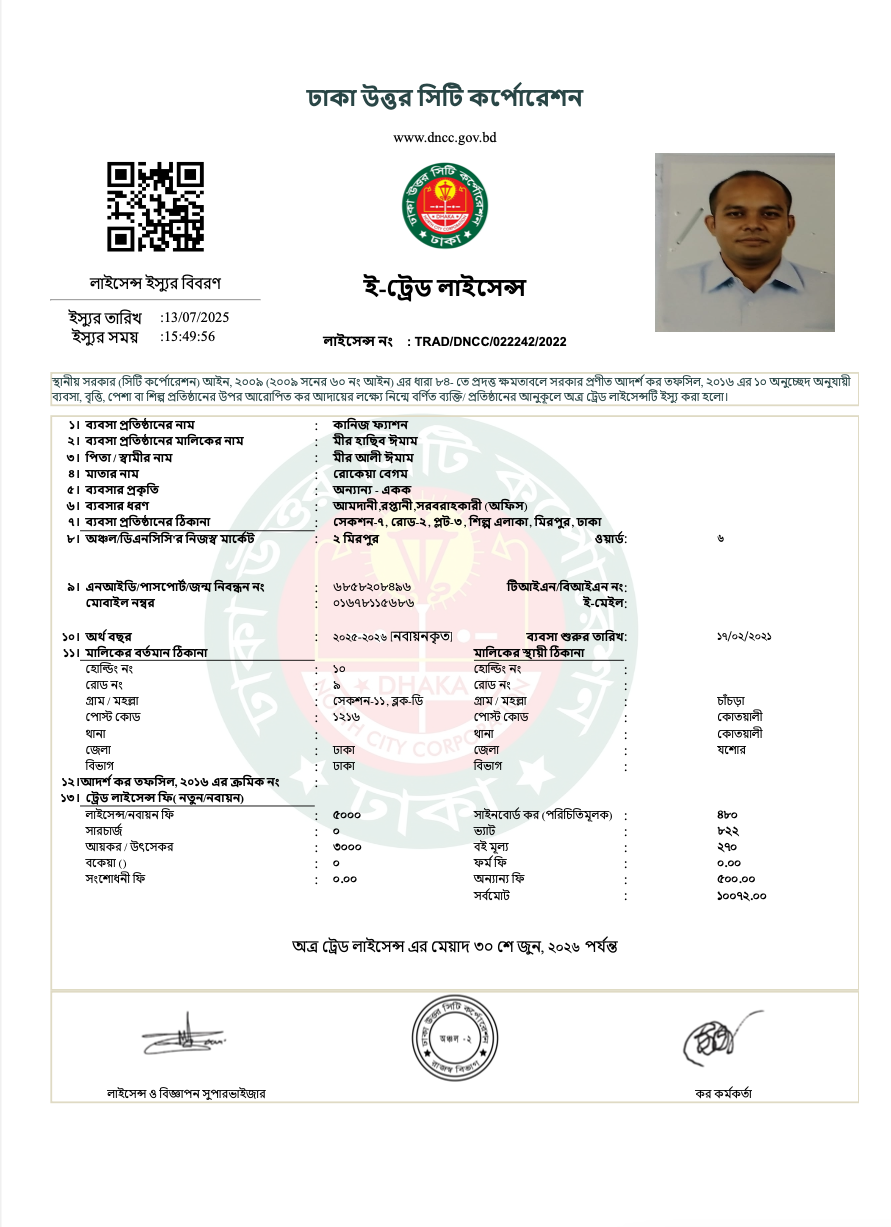 Kanij Fashion Trade Licence